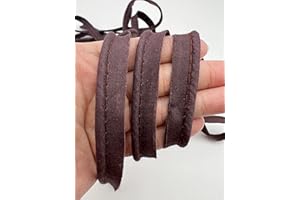 PEPPERLONELY 5 Yards 12mm (1/2 Inch) Cotton Bias Piping Type, Bias Type with Cord, Piping Trim with Cord, Lip Cord Trim for Sewing Clothing Upholstery Trimming - Brown