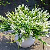 UV Resistant Faux Outdoor Plant, Fake Monkey Grass with Flowers, 12 Bundles Outdoor Artificial Plants Porch Decoration for Planter, Realistic Greenery with Flexible Stems for Patio Garden Pathway