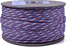 BORED? PARACORD! Bored Paracord - 1', 10', 25', 50', 100' Hanks & 250', 1000' Spools of Parachute 550 Cord Type III 7 Strand Paracord Well Over 300 Colors - Red White Blue Stripes - 250 Foot Spool