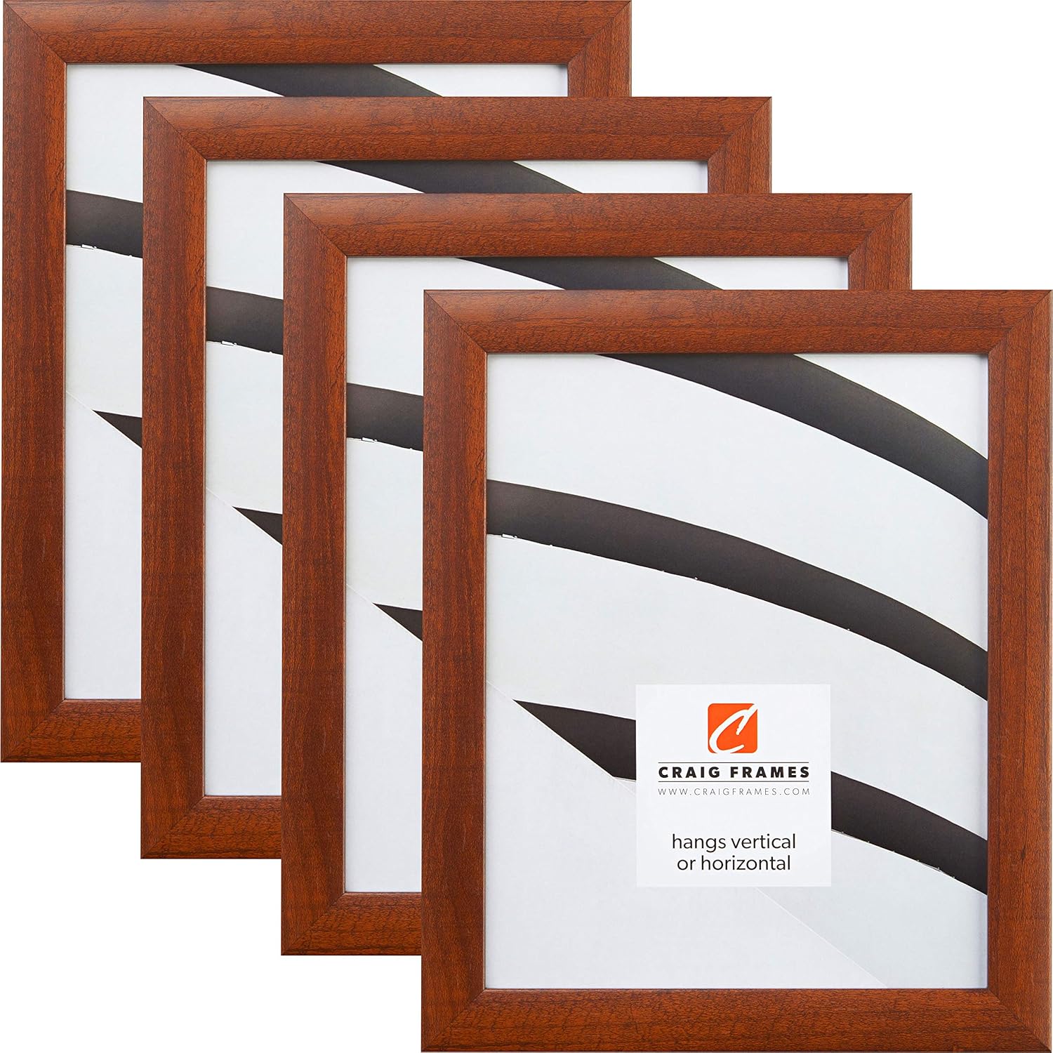 Craig Frames 23247616 8 x 12 Inch Picture Frame, Walnut Brown, Set of 4