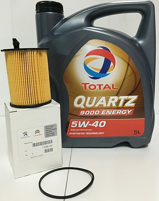 Pack Total Quartz 9000 Energy 5W40 5 Lts + Öl Filter Orginal motoren Hdi Motor, 1109 AY
