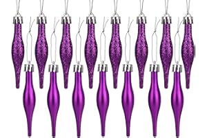 Christmas Concepts® Pack of 15-8.5cm, 85mm (3.4") Droplet Baubles - Matte & Glitter Design - Christmas Ornaments (Purple)