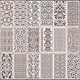 Damask Stencil Stencils for Crafts Reusable 7.8"x4" | Damask Stencils for Painting on Wood Wall Fabrics Crafts Furniture