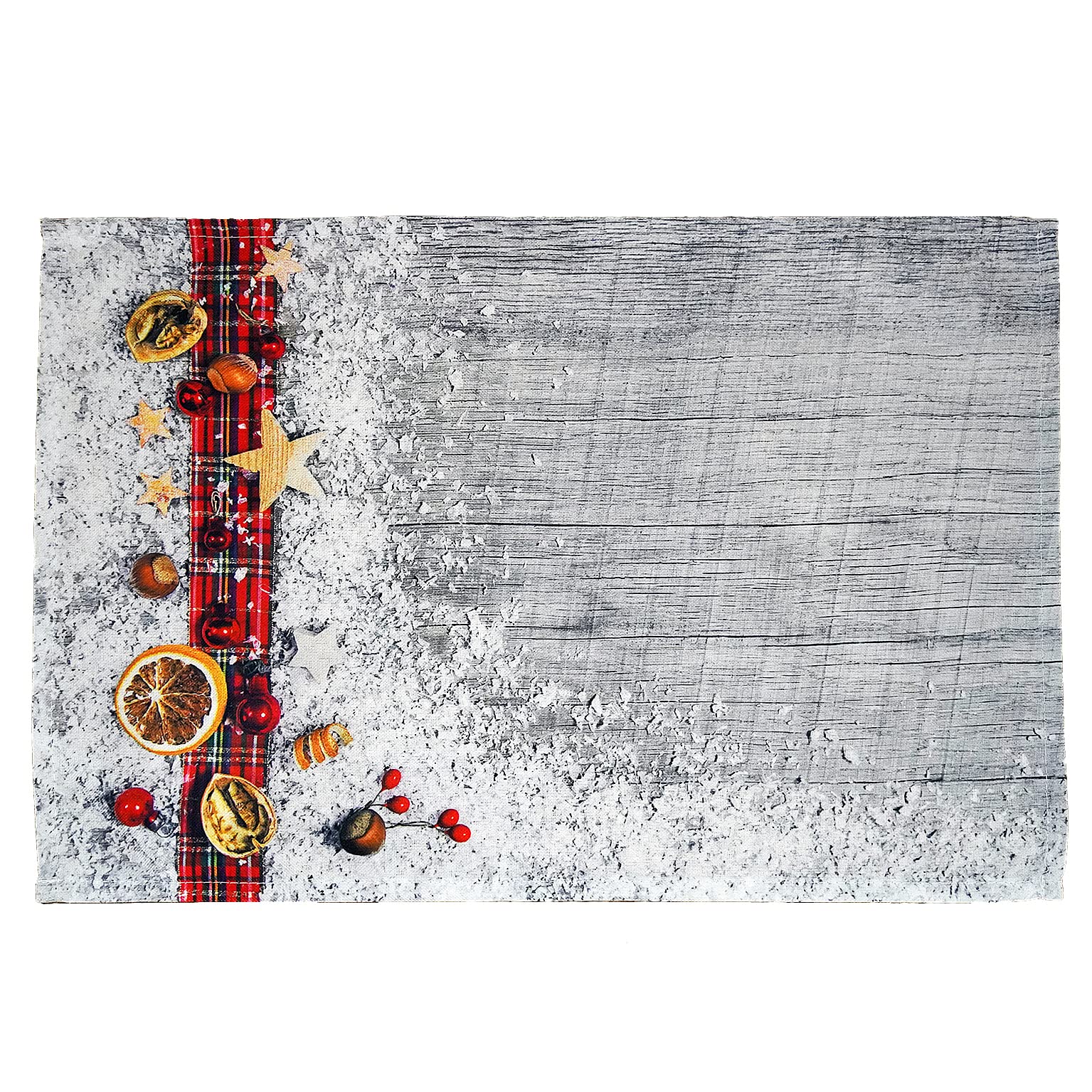 texpot Set of 2 Place Mats 30 x 45 cm 100% Polyester Christmas Decoration Snow on Wood