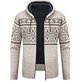 Little Beauty Mens Sweaters Zip Up Hoodie Knit Cardigan Sweaters for Men Fall Winter Jackets With Pockets Casual L