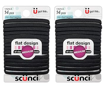 Amazon Com Scunci No Damage Black Hair Ties Flat Design All Day