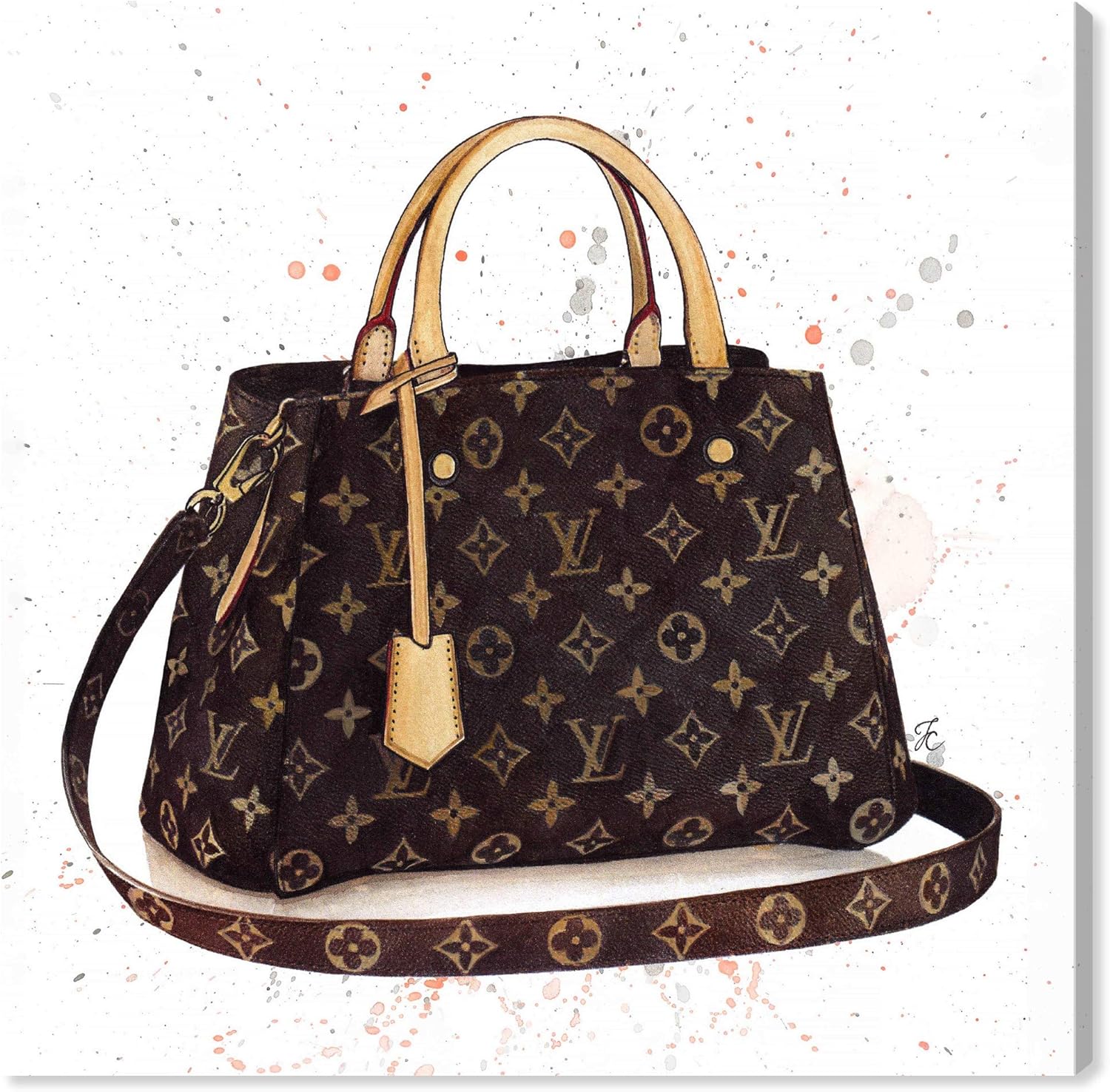 The Oliver Gal Artist Co. Fashion and Glam Wall Art Canvas Prints 'Doll Memories -Details Bag' Home Décor, 12" x 12", Brown, Brown