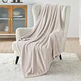 Bedsure Fleece Throw Blanket 150x200 Beige Soft Warm Microfiber view 5