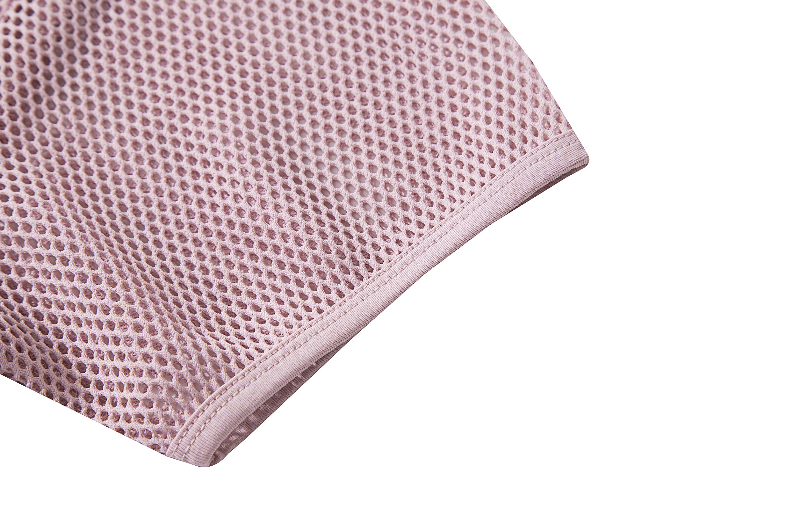 SPECIALMAGIC Fashion Short Sleeve See Through Sheer Mesh T Shirt Top Pink S