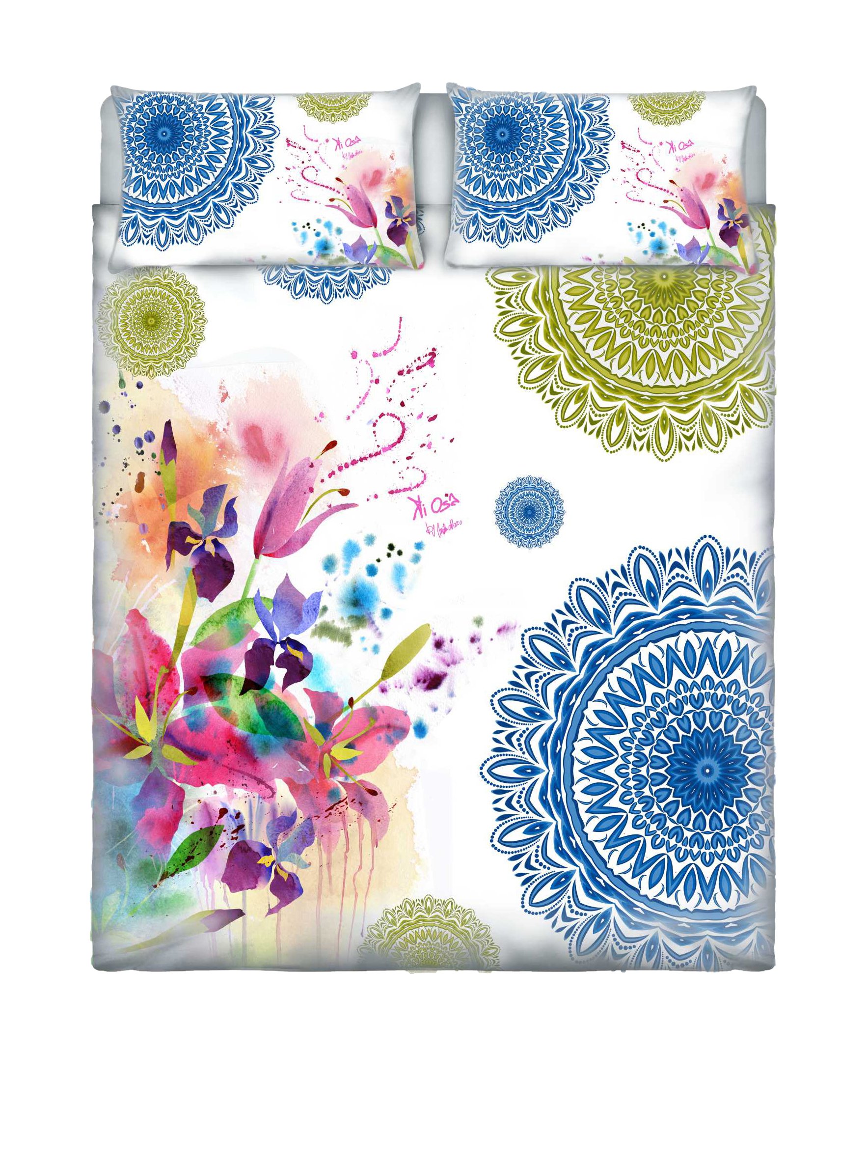 Italian Bed Linen Duvet Cover Set with Full Coverage Digital Print,250x200cm, KIO618, Cotton, KIO 618, Double