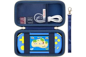 Supmay Carrying Case Compatible with CCTU / TEBIYOU Kids Handheld Games Preloaded 218 Retro Video Games, Portable Gaming Electronic Toys Storage Holder Travel Bag with Mesh Pocket for USB Cable, Blue