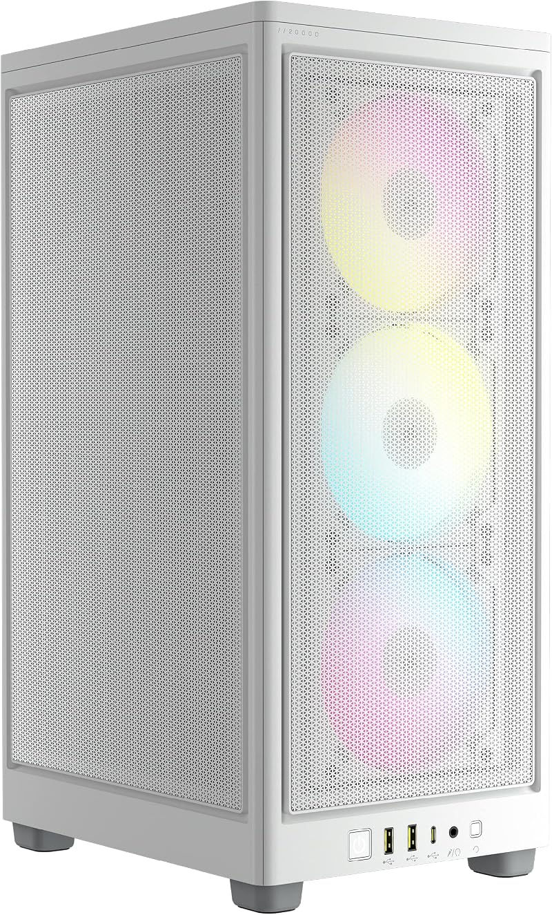 Corsair iCUE 2000D RGB AIRFLOW Mini-ITX PC Case White 3x AF120 Fans Lighting