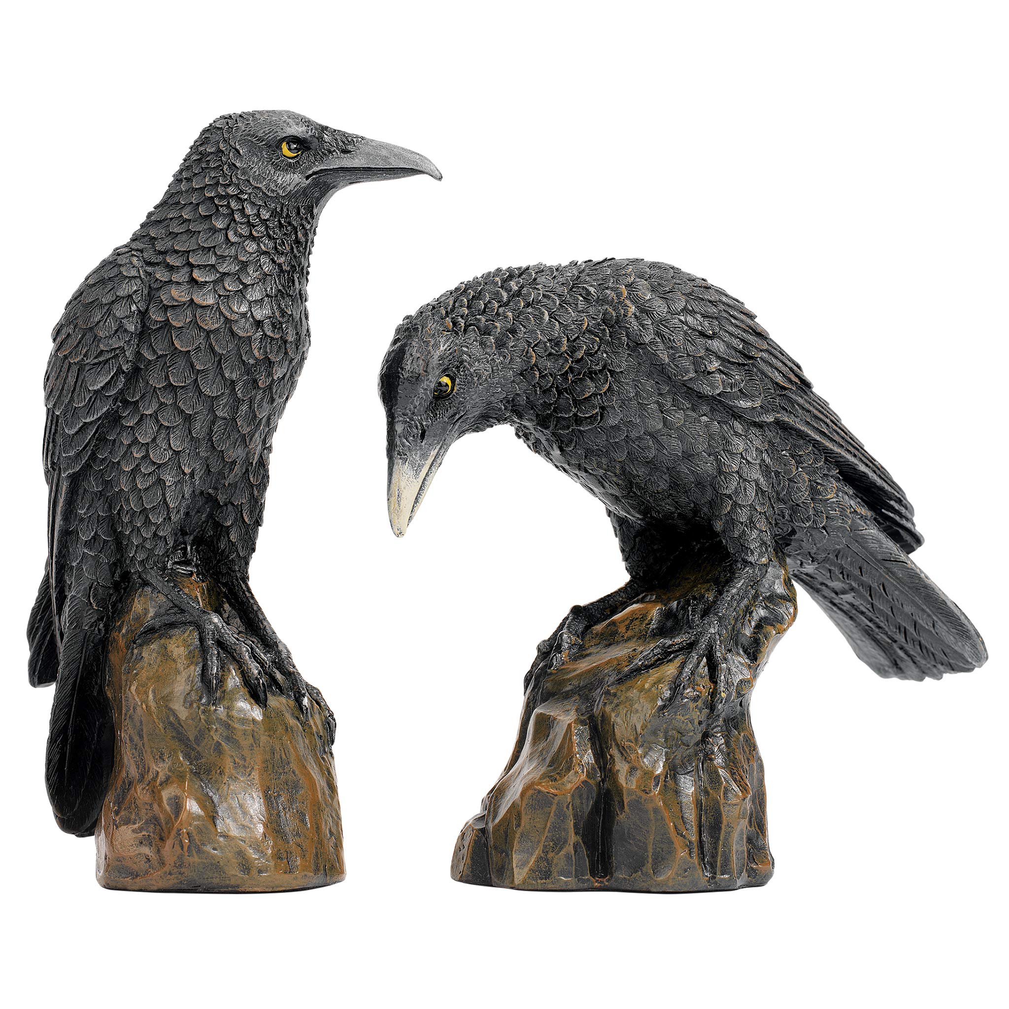 Design Toscano CL6170 Mystic Night Raven Gothic Statues, 15 cm, Set of Two, Polyresin, Full Colour