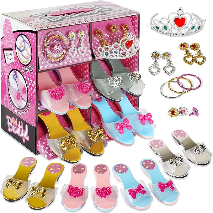 Amazon Com Fash N Kolor Princess Dress Up And Play Shoe And Jewelry Boutique With Fashion Accessories For Girls Dress Up Age 3 10 Yrs Old Pink Toys Games