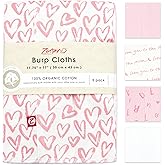 Zutano 5-Pack Organic Burp Cloths for Baby Girl & Boy, Large Cotton Burping Cloths for Babies | Absorbent Baby Spit-Up Rags | Gender Neutral Burp Clothes | Newborn Essentials, Pink Hearts