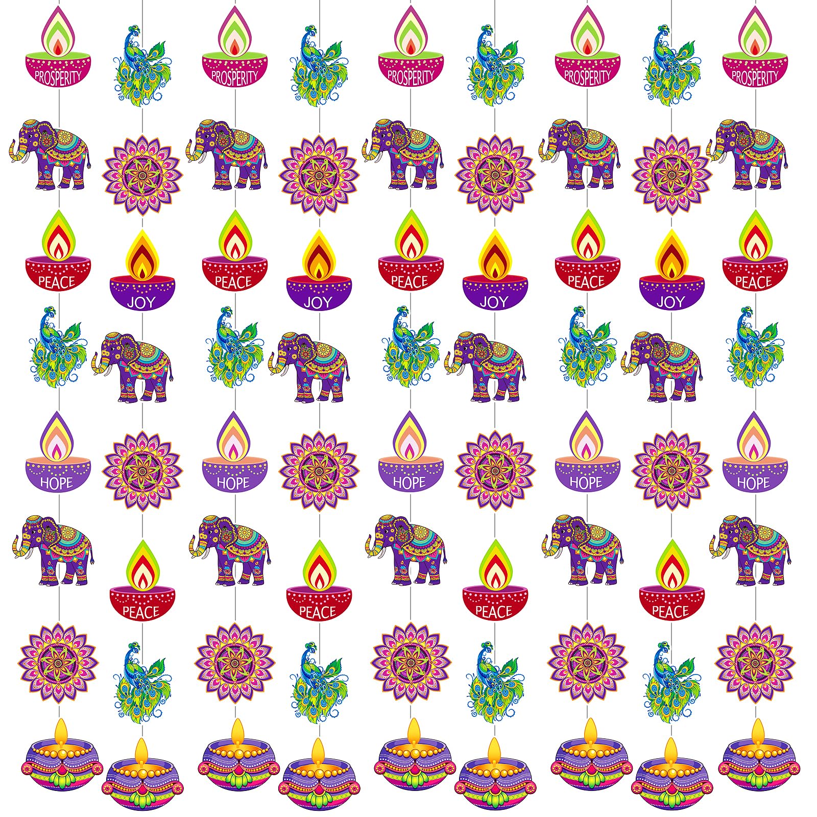 Photo 1 of 10 Pcs Happy Diwali Party Hanging Decoration Diwali Decorations for Home Supplies Indian Festival of Lights Hanging Banner Deepavali Garland Decor