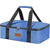 Cooklux Insulated Casserole Carrier - Single Layer Design, Thermal Bag for Hot&Cold Food Transport, Fits 9x13 Casserole Dish, Leak-Proof, Durable Nylon, Zip Pockets,Navy Blue