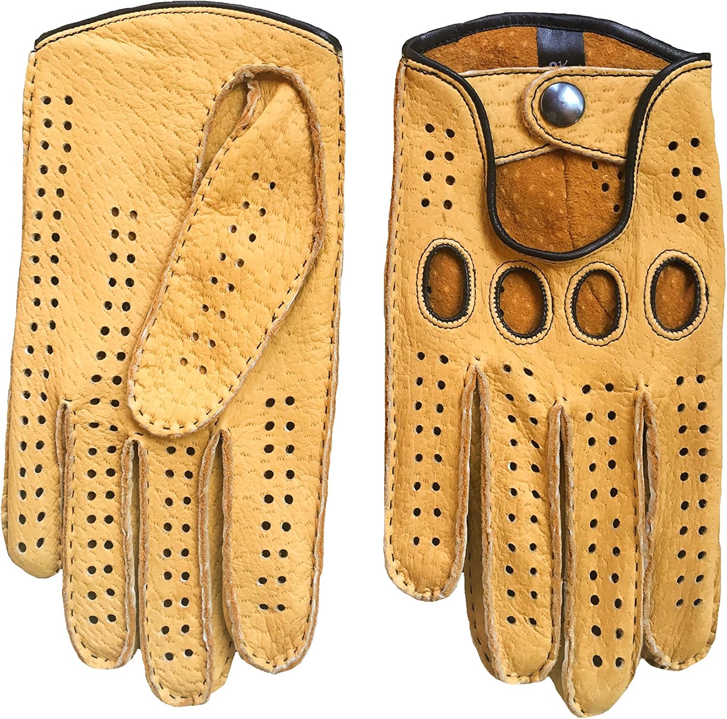Men's Peccary Driving Gloves Color Yellow by Hungant at Amazon Men’s