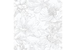 Ismoon Large Floral Peel and Stick Wallpaper Boho White/Grey Contact Paper 17.3inx6.5ft Removable Self Adhesive Bedroom Cabinet Mural Wall Decor Vinyl Roll
