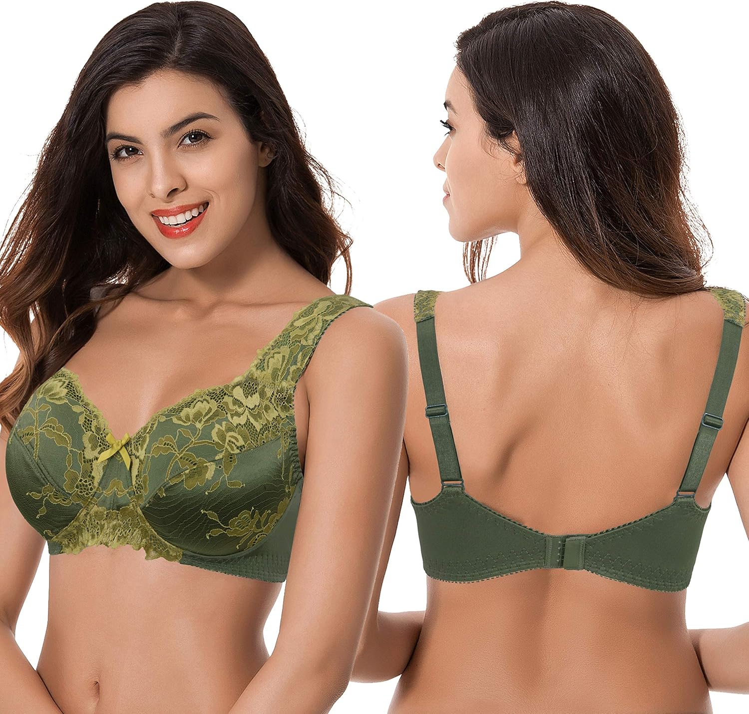 Curve Muse Women's Plus Size Minimizer Unlined Wireless Lace Full Coverage Bras at  Women’s Clothing store