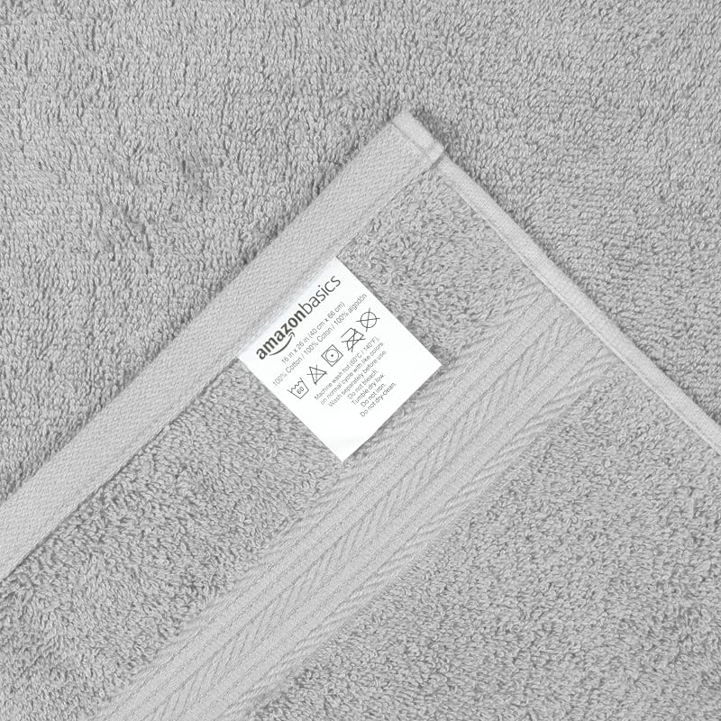 Set Asciugamani Bagno Spugna 100% Cotone Asciugamani Viso 50x100 cm, Grigio, Confezione 2 Pezzi — foto 5 di 8