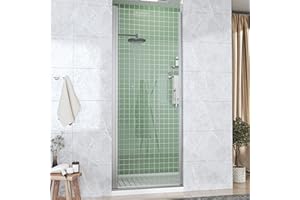 Hasipu 27-28" W X 72" H Pivot Shower Door，1/4" Thick Tempered Glass Shower Door, Pivot Swing Shower Glass Door in Brushed Nickel Finish, Reversible Installation for Bathroom