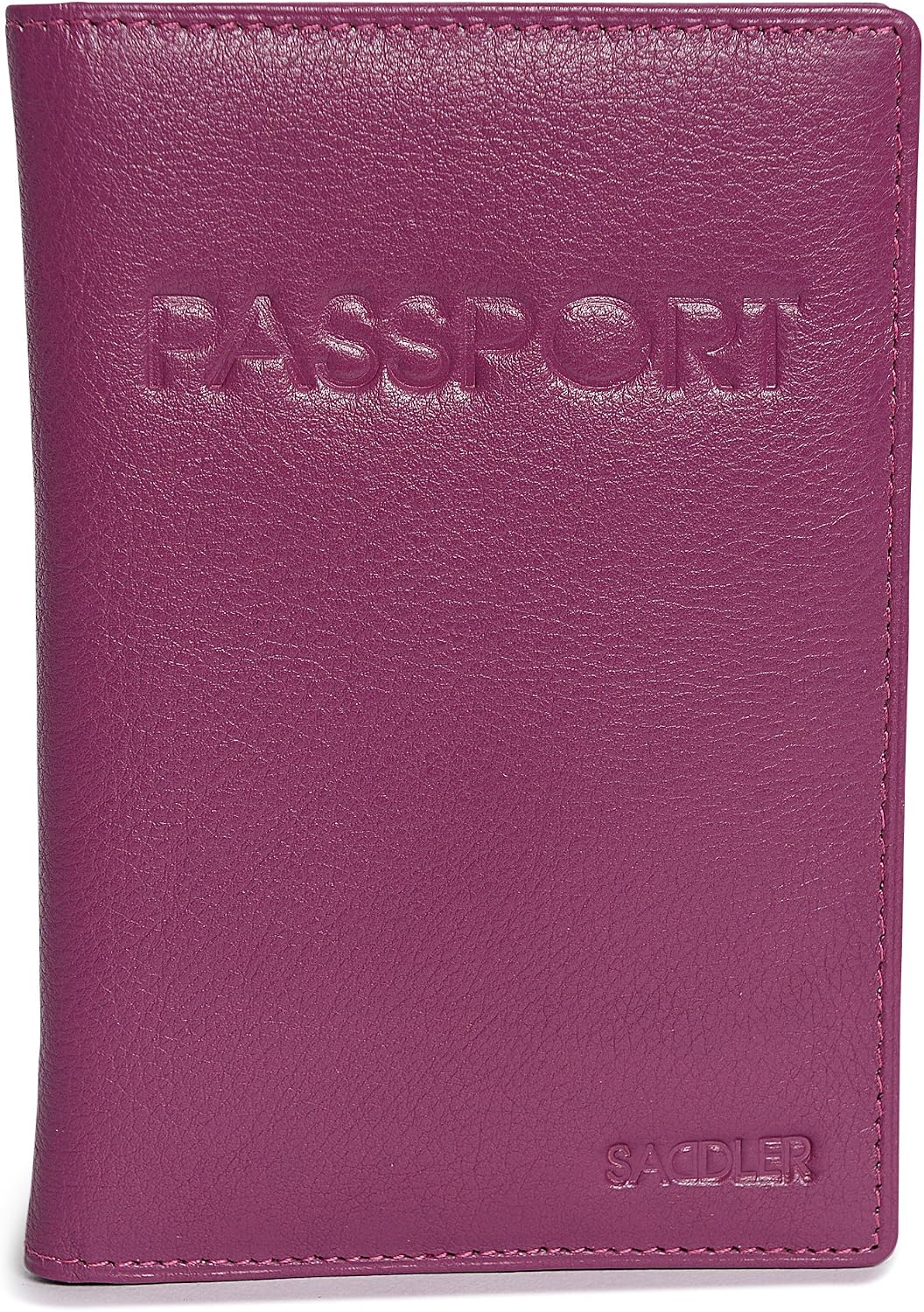 SADDLER "Harper Women's Luxurious Real Leather Passport Holder, Magenta - Image 3