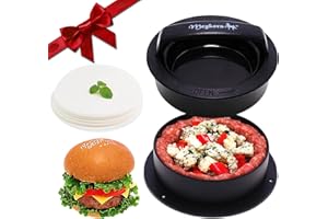 Meykers Burger Press - 3-in-1 Hamburger Patty Maker with Non-Stick Mold and 100 Wax Papers for Stuffed Cheeseburger, Slider