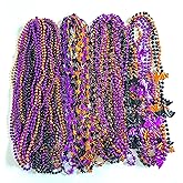 GZYSSL 60 Pcs with 4 Styles Halloween Beads Necklaces Purple Black Orange Bead Party Favors Halloween Festival Parade Beads Necklaces Party Celebration Favors Decorations