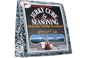 Hi Mountain Jerky Seasoning and Cure Kit | CRACKED PEPPER 'N GARLIC BLEND | Beef Jerky Seasoning | Perfect for Beef, Venison, Elk, & Deer | Seasons up to 15 lbs. of Meat (1 Box)
