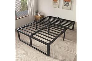 ZTH Queen Size Bed Frame 16 Inch, Metal Queen Bed Frame No Box Spring Needed, Heavy Duty Steel Support, Storage Space, Headbo