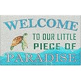 Supwhd Beach Sea Turtle Door Mat, Coastal Beach Welcome Mat, Beach Room Decor, Nautical Door Mat, Beach House Decor, Welcome 