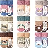 ANTSANG Baby Toddler Socks With Grippers Girls Boys Thick Cotton Ankle Crew Non-Slip Socks