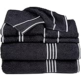 Lavish Home 8PC Bathroom Towels Set - 575GSM 100% Cotton Bathroom Essentials with 2 Bath Towels, 2 Hand Cloths, 2 Wash Cloths, and 2 Fingertip Fabric for Shower, Gym, Dorm and Spa (Black)