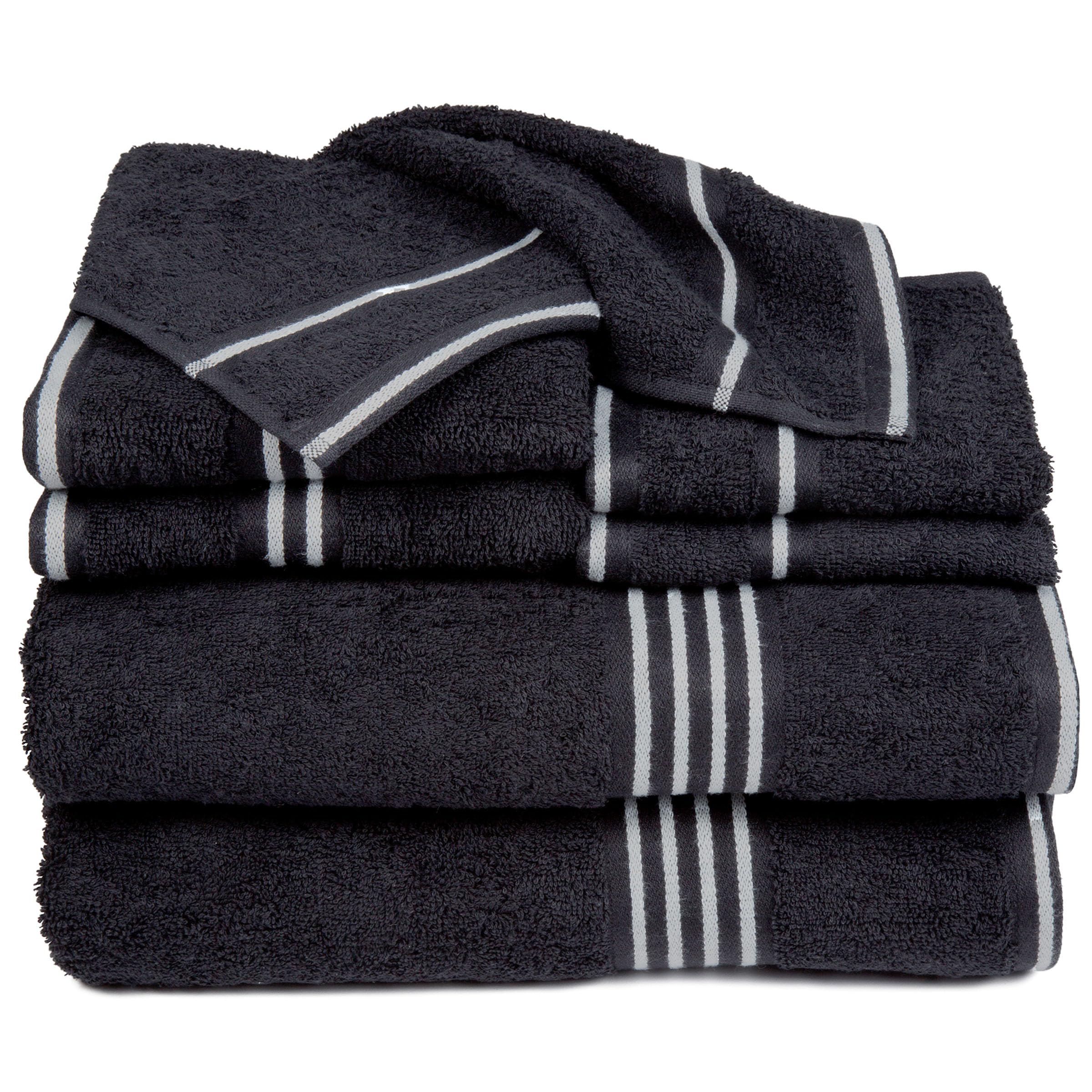 Lavish Home 8PC Towel Set - 575GSM 100% Cotton Bathroom Essentials with 2 Bath Towels, 2 Hand Towels, 2 Washcloths, and 2 Fingertip cloths- Absorbent Sheets for Bath, Gym, Dorm and Spa (Black)