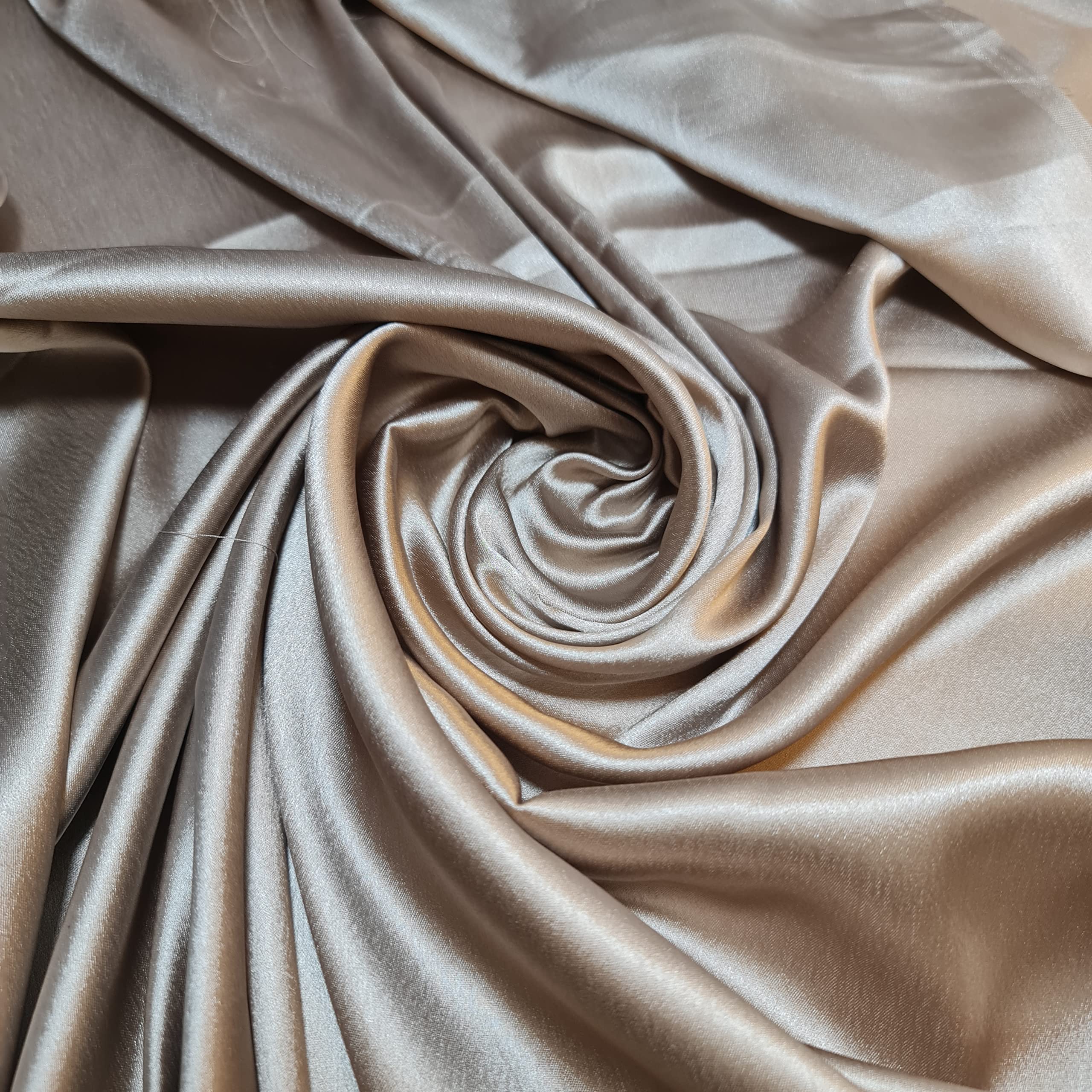 Glossy Charmeuse Silk Satin Bridal Dress Polyester Lining Craft Fabric 44" Meter (5 Meter, Taupe)