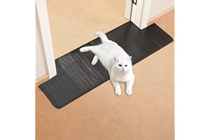Uross Carpet Protector for Pets -3.6FT Black Round Corner Plastic Under Door Cat Carpet Protector for Doorway, Anti Cat Scratch Carpet Protector Mat, Stop Cats from Scratching