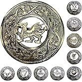 AAR Men,s Scottish Irish Shamrock Kilt Brooch Fly Plaid Antique/Chrome Finish 3" (7cm) diameter S