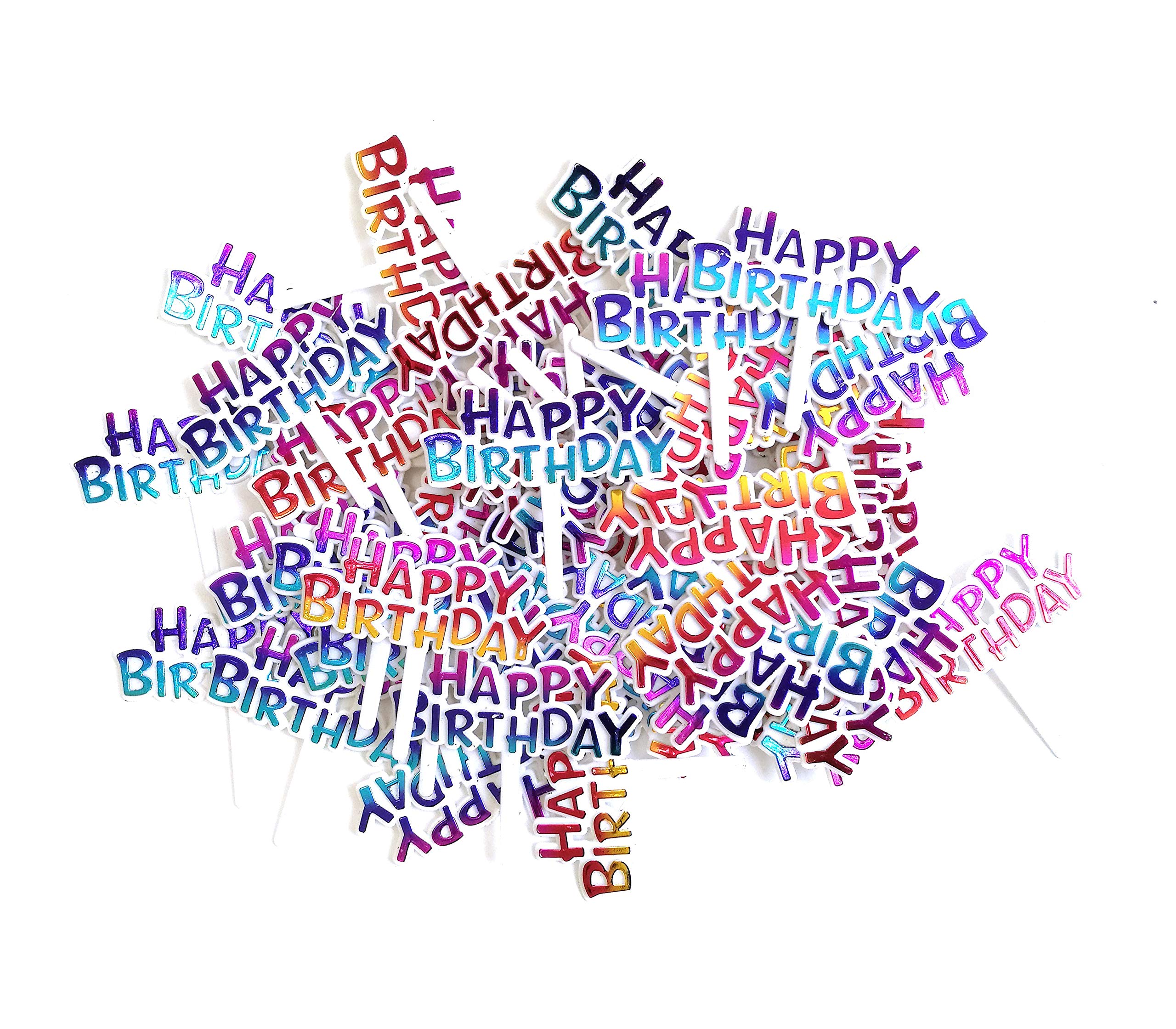 Colourful Happy Birthday Cupcake Picks Cake Toppers,Pack of 50