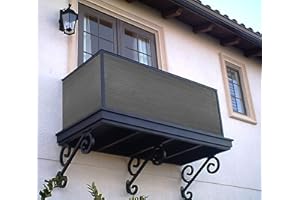 Boen 3' x 16' ft Balcony Privacy Screen, Fence Windscreen Cover UV Protection Weather-Resistant Mesh Cloth Shade Netting with Grommets for Patio, Backyard, Deck, Outdoor Porch, Railing - Grey