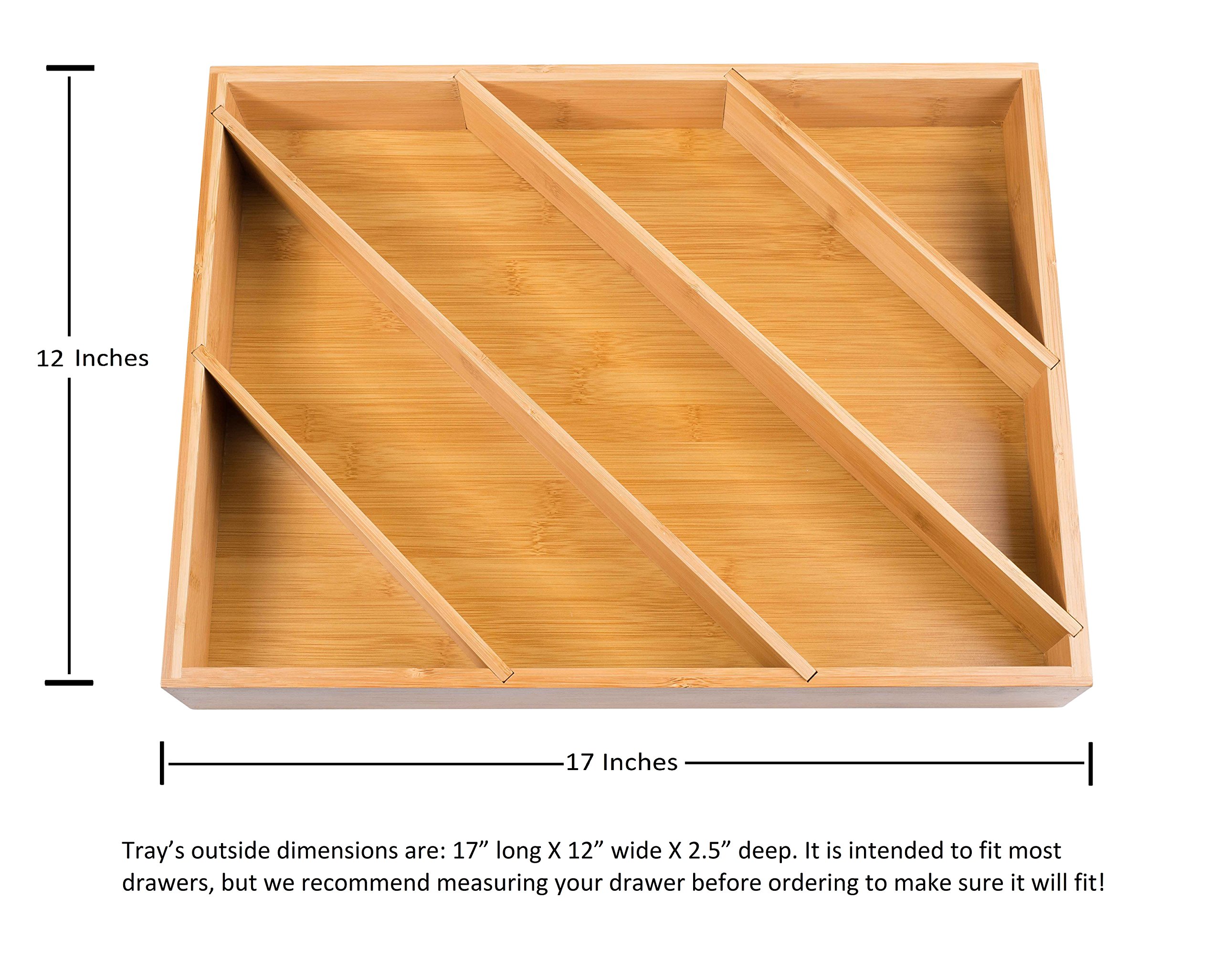 Diagonal Space Saving Bamboo Drawer and Organizer Divider fits