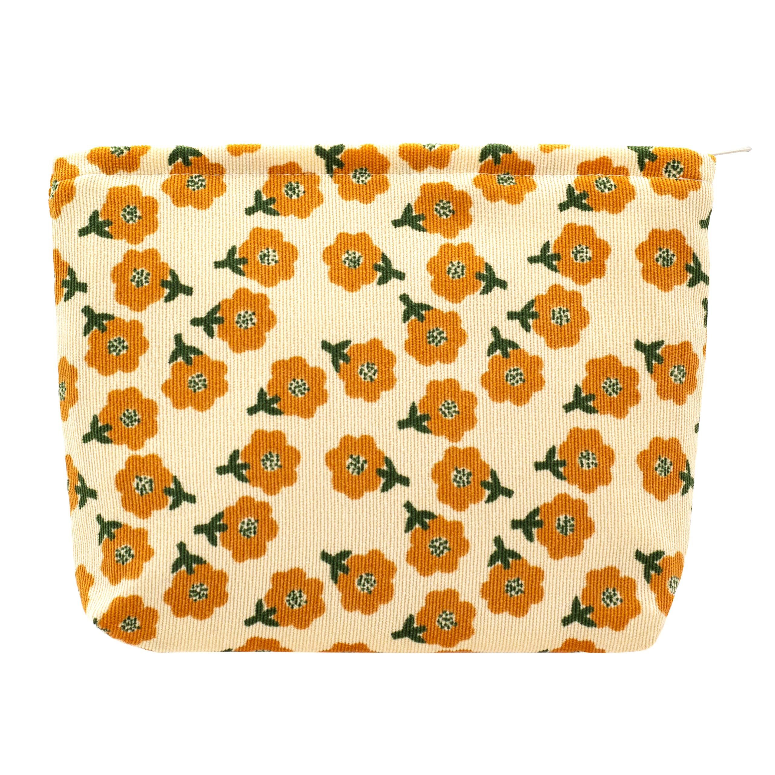 Photo 1 of PAZIMIIK Makeup Bag Large Zipper Corduroy Make Up Pouch for Purse Travel Canvas Cosmetic Organizer for Women Brush Storage,Flower Yellow