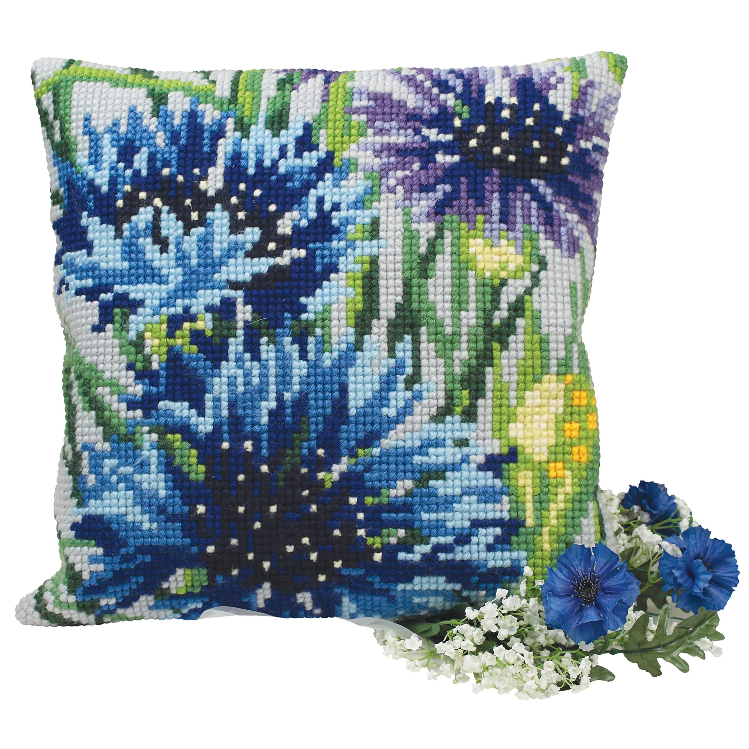Collection d'Art Cross Stitch Cushion: Blueberry