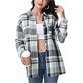 EasyFair Womens Button Down Plaid Shirts Oversized Long Sleeve Collared Casual Blouse Top