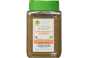 Indus Organics Authentic Indian Chai Masala Powder Spice Blend, 8 Oz Jar, Premium Quality, High Purity, Freshly Packed