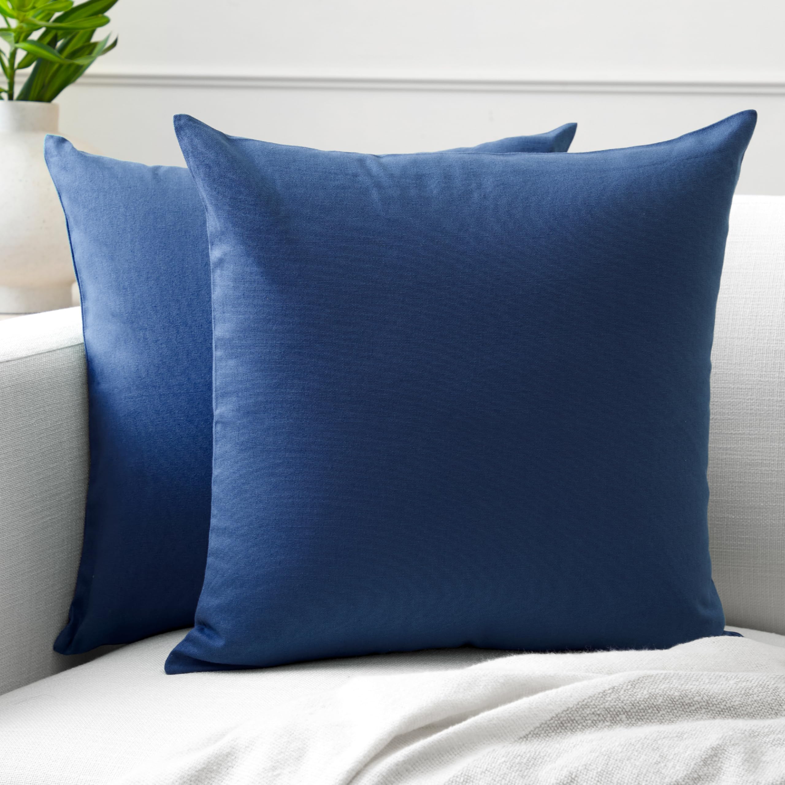 Photo 1 of Encasa XO Throw Pillow Covers 20x20 in Set of 2 Cobalt Blue | No Inserts | Cotton Pillow Covers for Living Room, Bed, Sofa, Couch | Decorative Cushion Covers with Improved Zippers