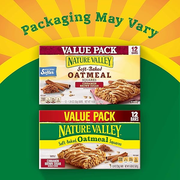 NATURE VALLEY SOFT-BAKED OATMEAL SQUARES, CINNAMON BROWN SUGAR, 12 CT