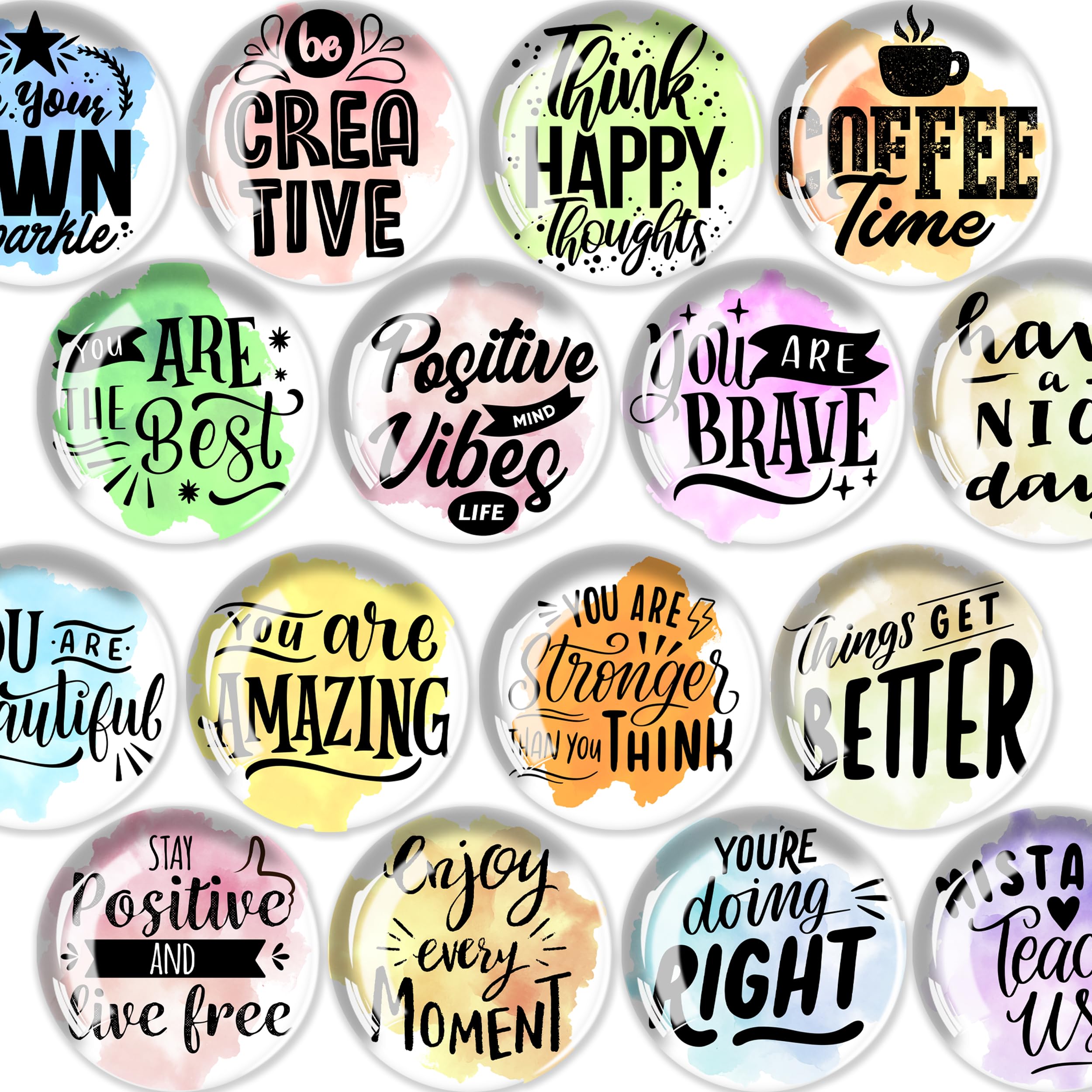 JJ PRIME - 16 Pcs Fridge Magnets | Round Fridge Magnet | Mini Fridge Accessories | Craft Magnets | Small Magnets for Whiteboard, Office. Kitchen and School (Motivational Quotes)