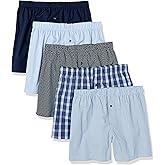 Amazon Essentials Men's Woven Cotton Boxer Short Underwear (Available in Big &Tall), Pack of 5