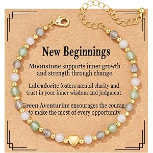 Lydow Natural Crystal Bracelet for Women, Anxiety Relief New Beginnings Triple Protection Money Empath Protection Jewelry Gif